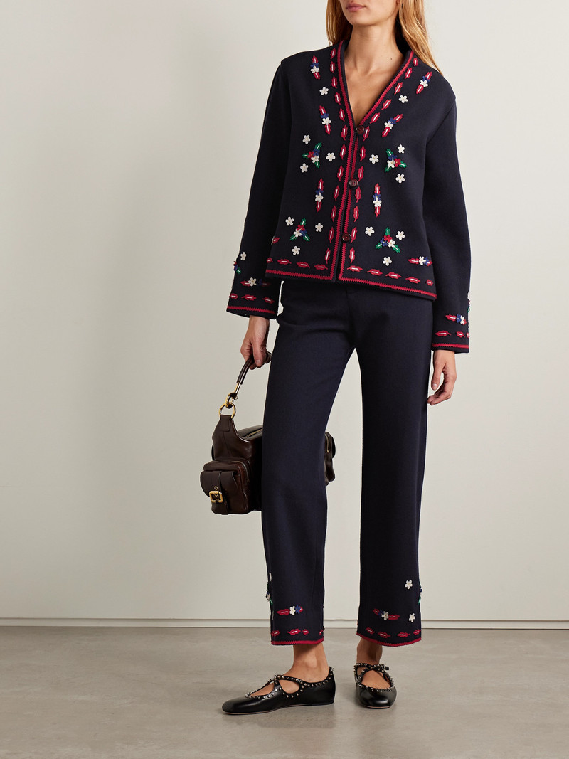 BODE Carroll Appliquéd Wool Felt Straight-leg Pants outlook