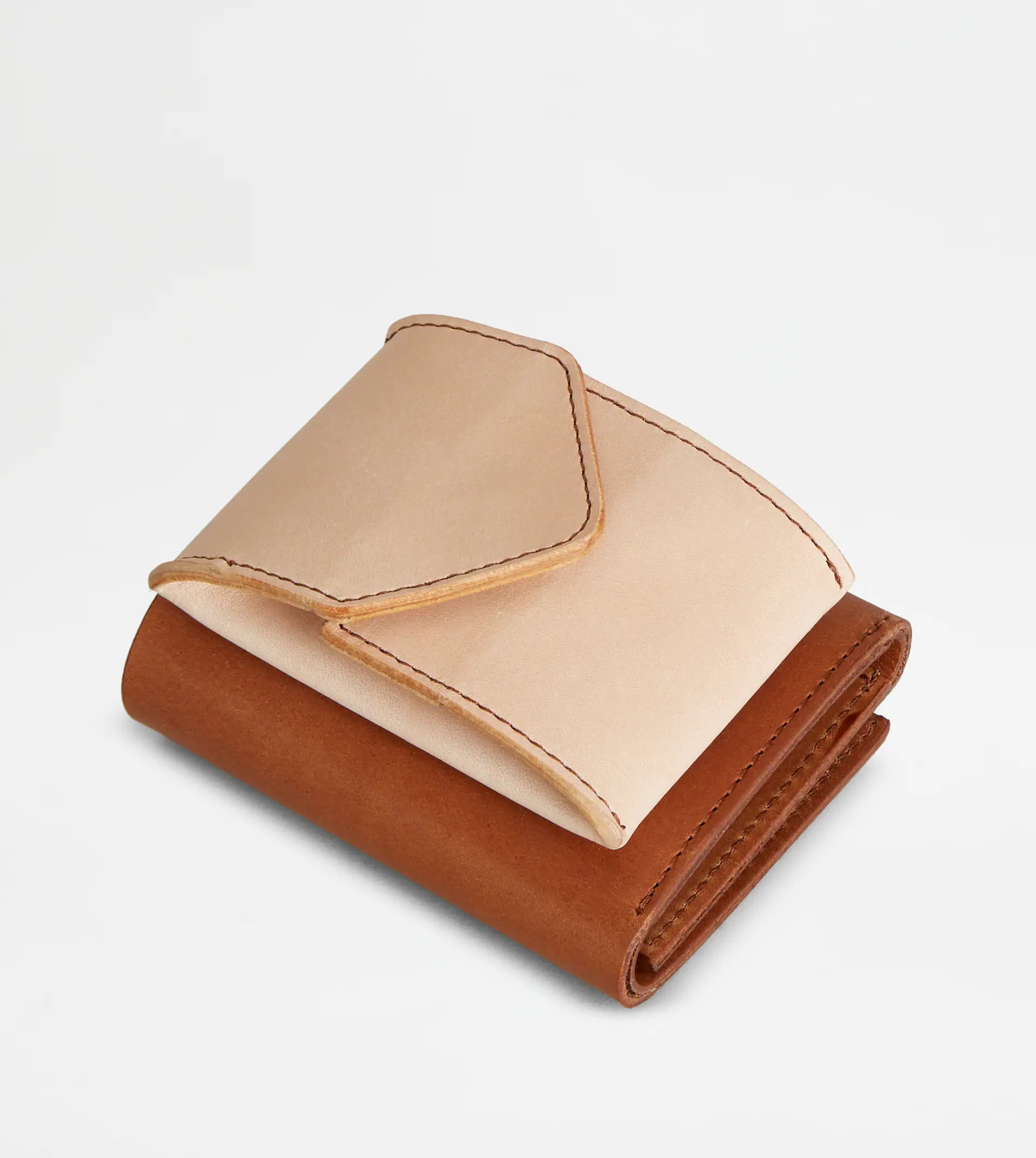 WALLET IN LEATHER - BEIGE, BROWN - 4