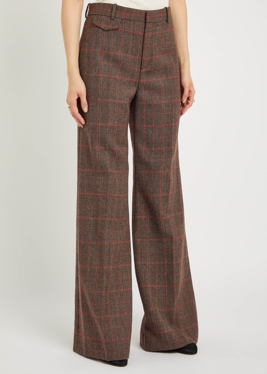 Chloe Checked Flared Wool Trousers - 2