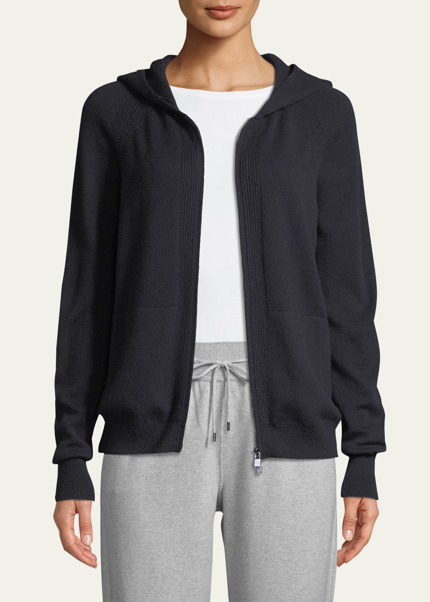 Merano Cashmere Zip-Front Hoodie Sweater - 2