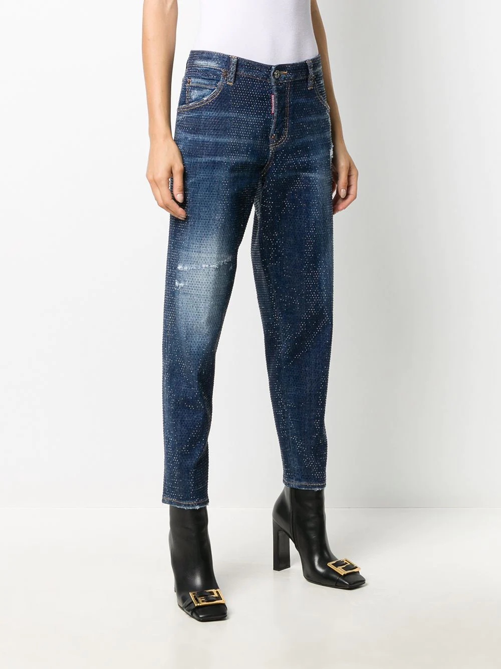 studded cropped skinny-fit jeans - 3