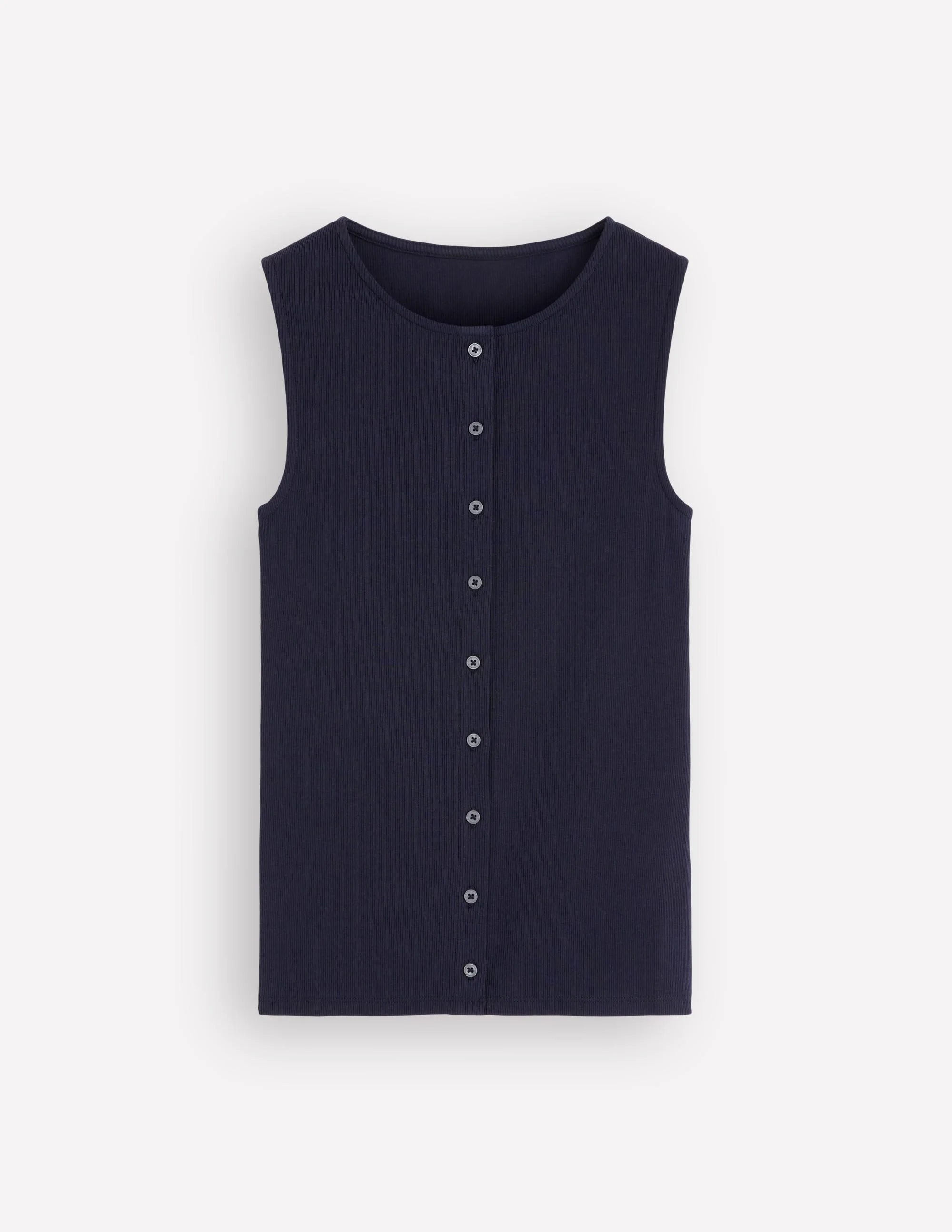 Evie Button Through Rib Vest-Navy - 1