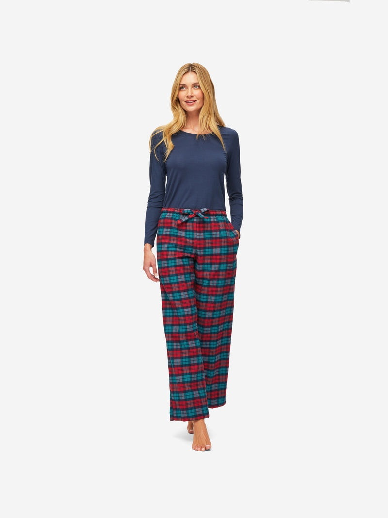Derek Rose Women's Lounge Trousers Kelburn 26 Brushed Cotton Multi outlook
