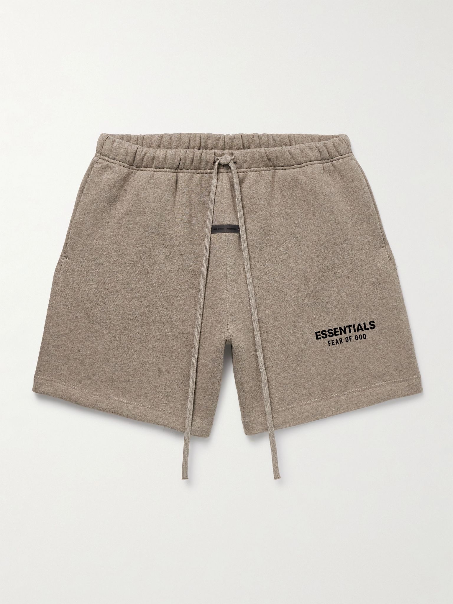 ESSENTIALS Straight-Leg Logo-Appliquéd Cotton-Blend Jersey Drawstring ...