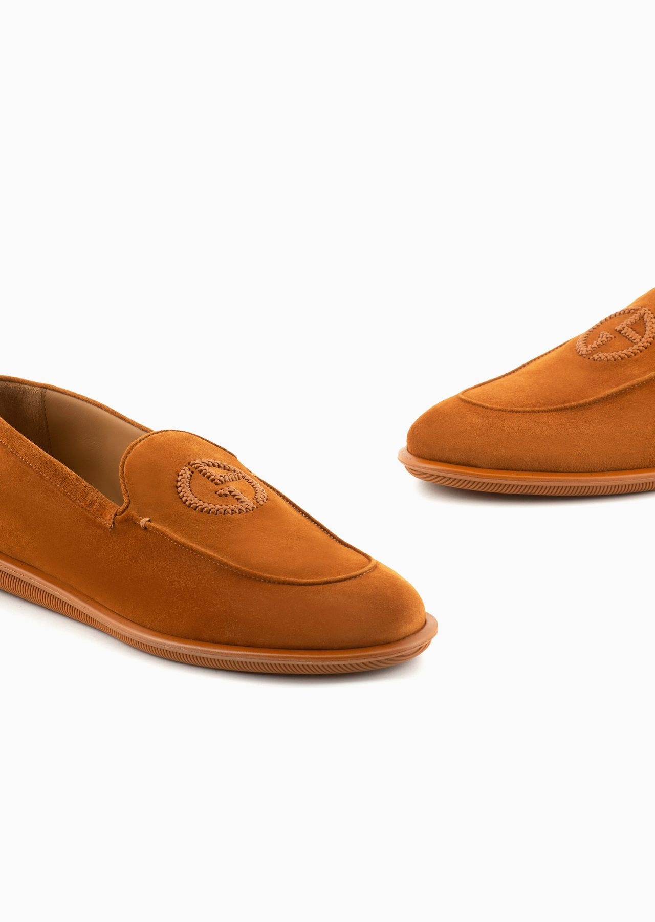 Suede loafers with embroidered logo - 5