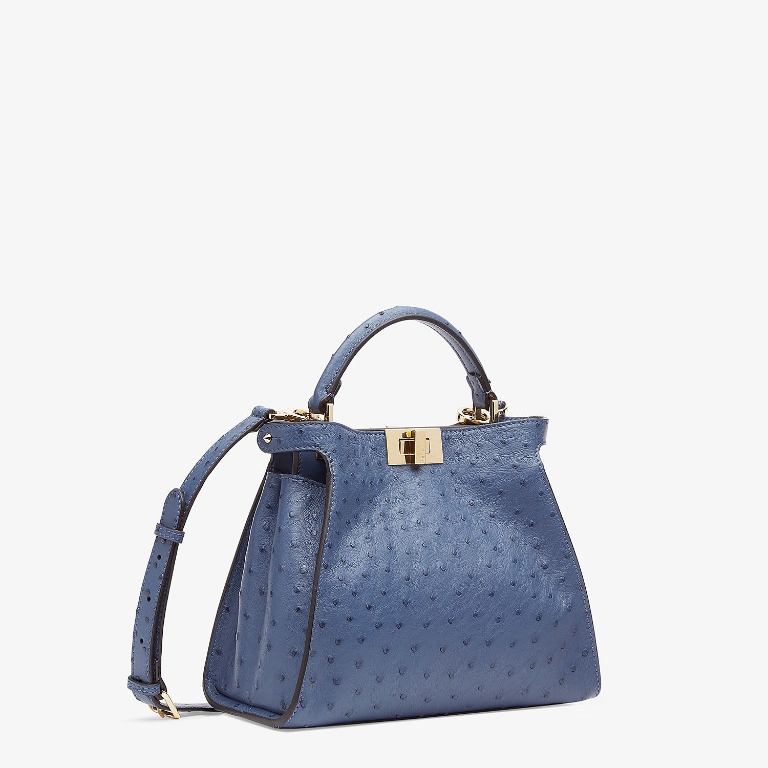 Blue ostrich leather bag - 2