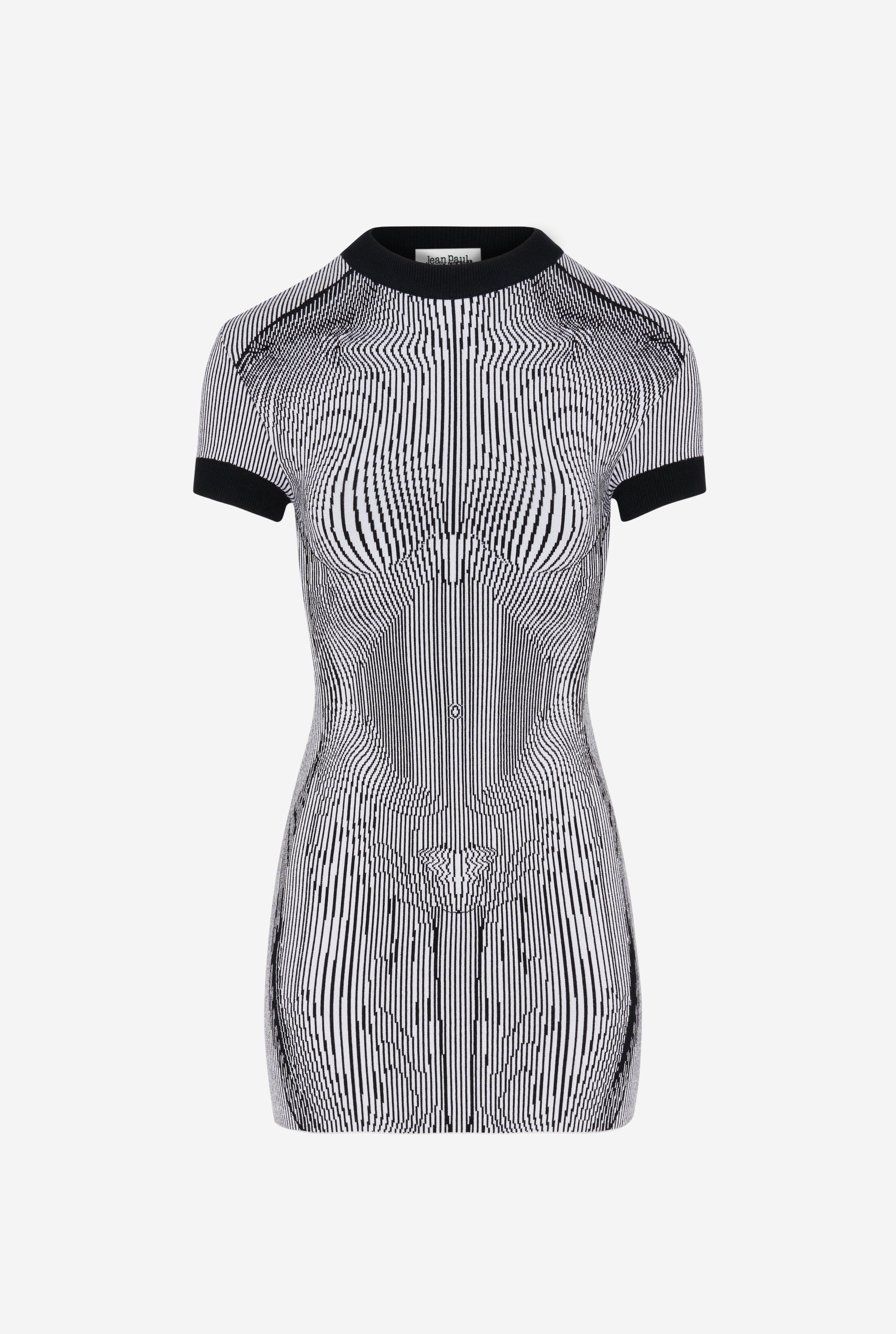 THE SHORT MORPHING PINSTRIPES JACQUARD DRESS - 5