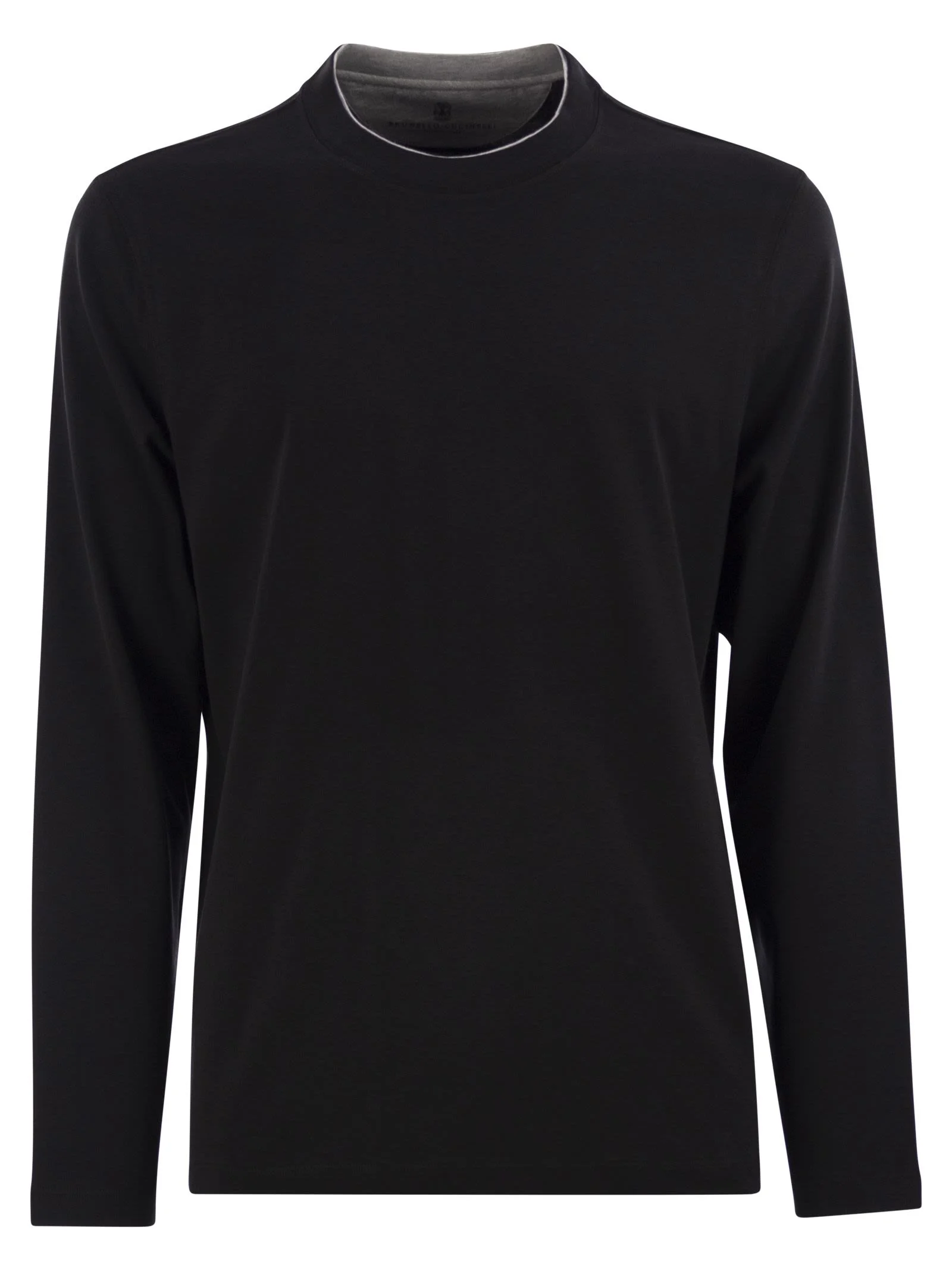 Brunello Cucinelli Men Crew-Neck Cotton Jersey T-Shirt With Long Sleeves - 1