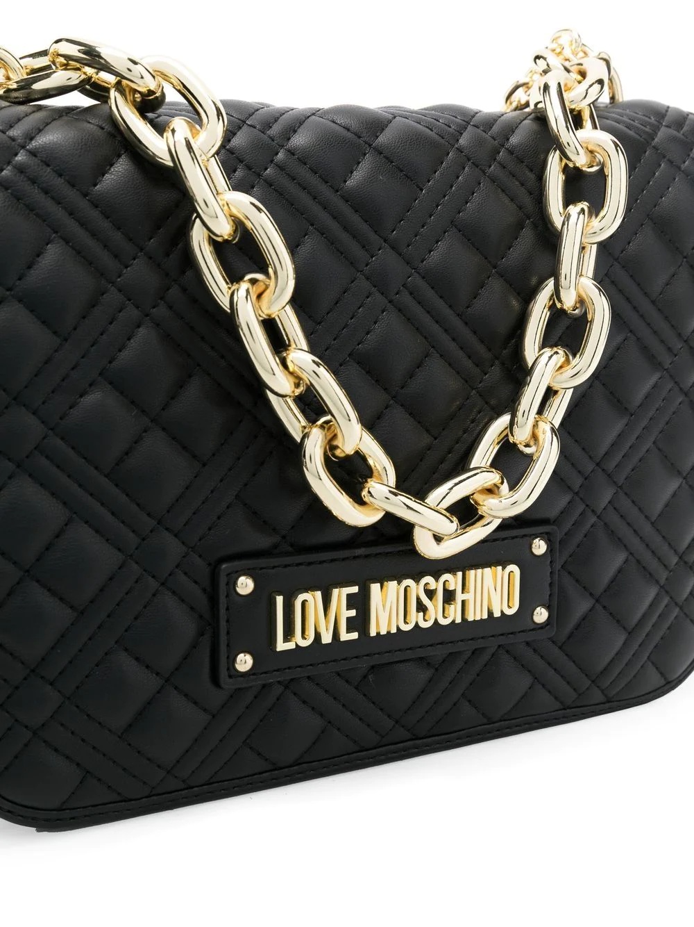 quilted chain-link detail shoulder bag - 4