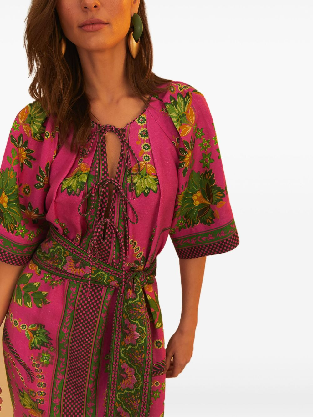 self-tie belt floral-print maxi dress - 4