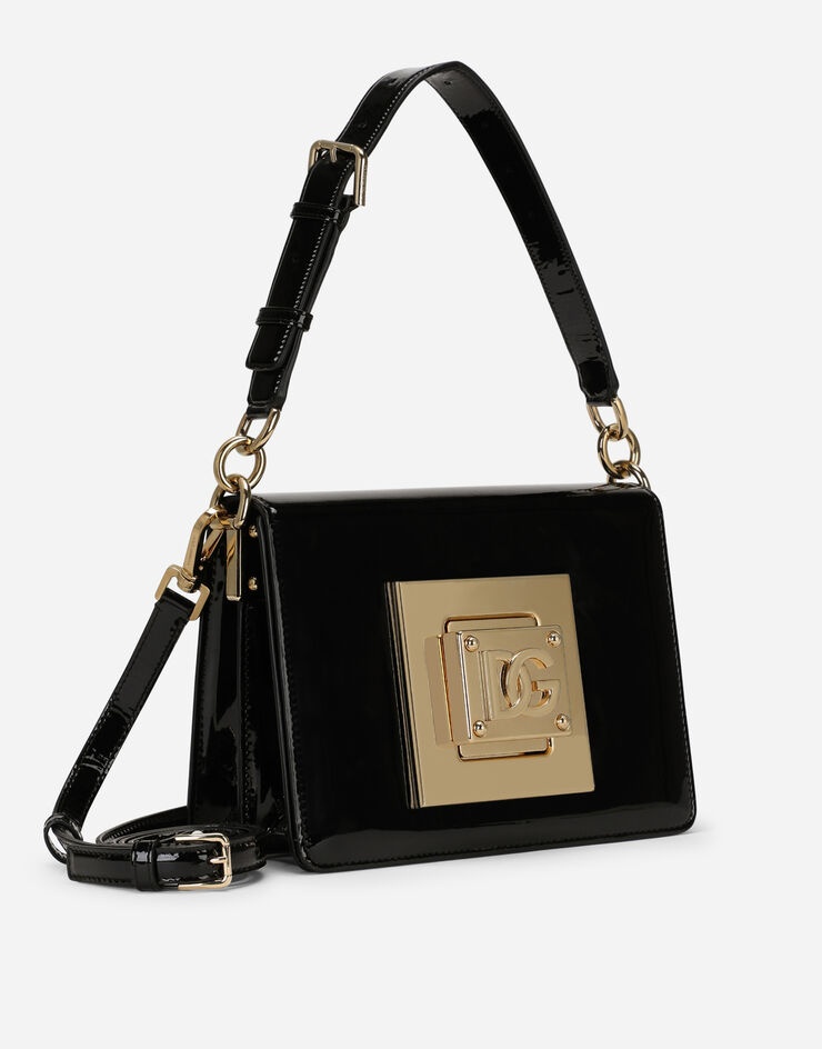 Medium patent leather shoulder bag with DG fastening - 3