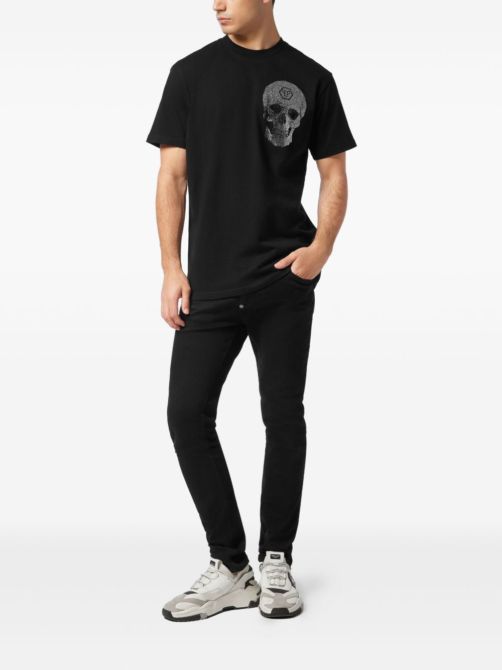 crystal-embellish cotton T-shirt - 2