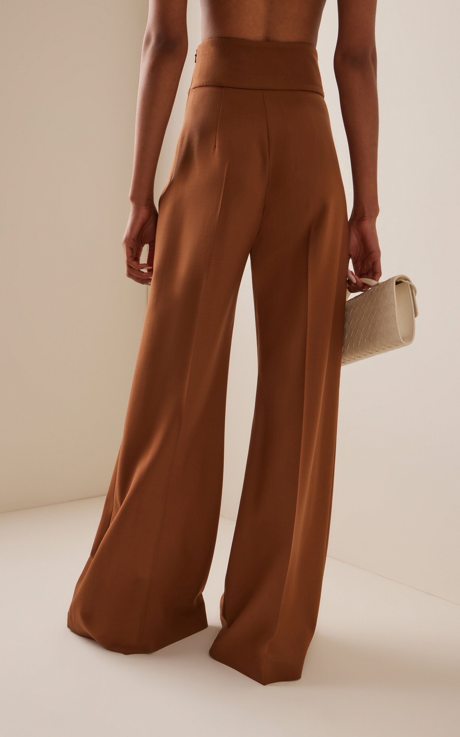Diane High-Rise Wool Wide-Leg Pants brown - 4