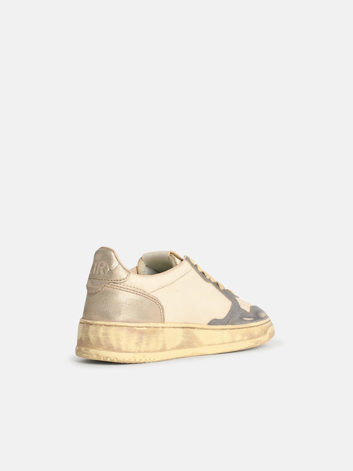 'SUPER VINTAGE' SILVER AND PLATINUM LEATHER SNEAKERS - 3
