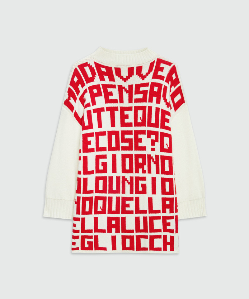 Caterina Frongia x MSGM cream jacquard sweater with red lettering 1