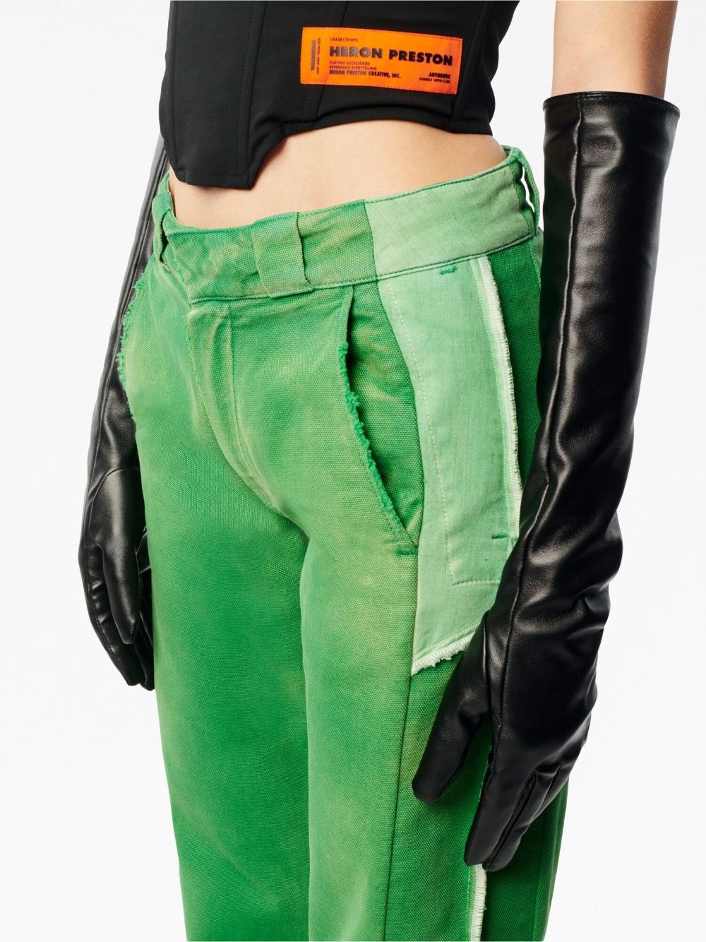 mid-rise distressed-finish trousers - 5