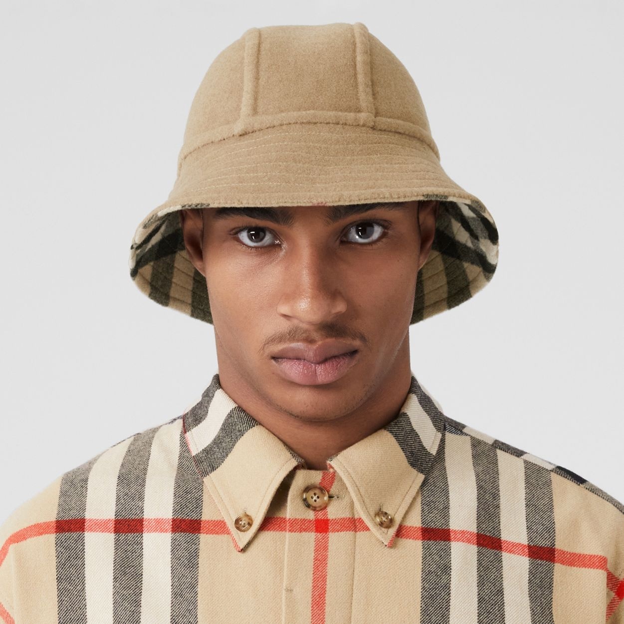 Exaggerated Check Wool Bucket Hat - 5