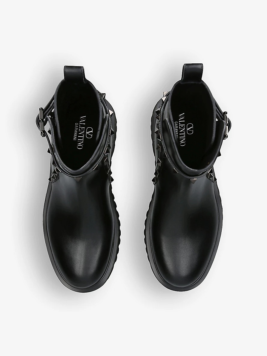 Rockstud spike-embellished leather ankle boots - 2