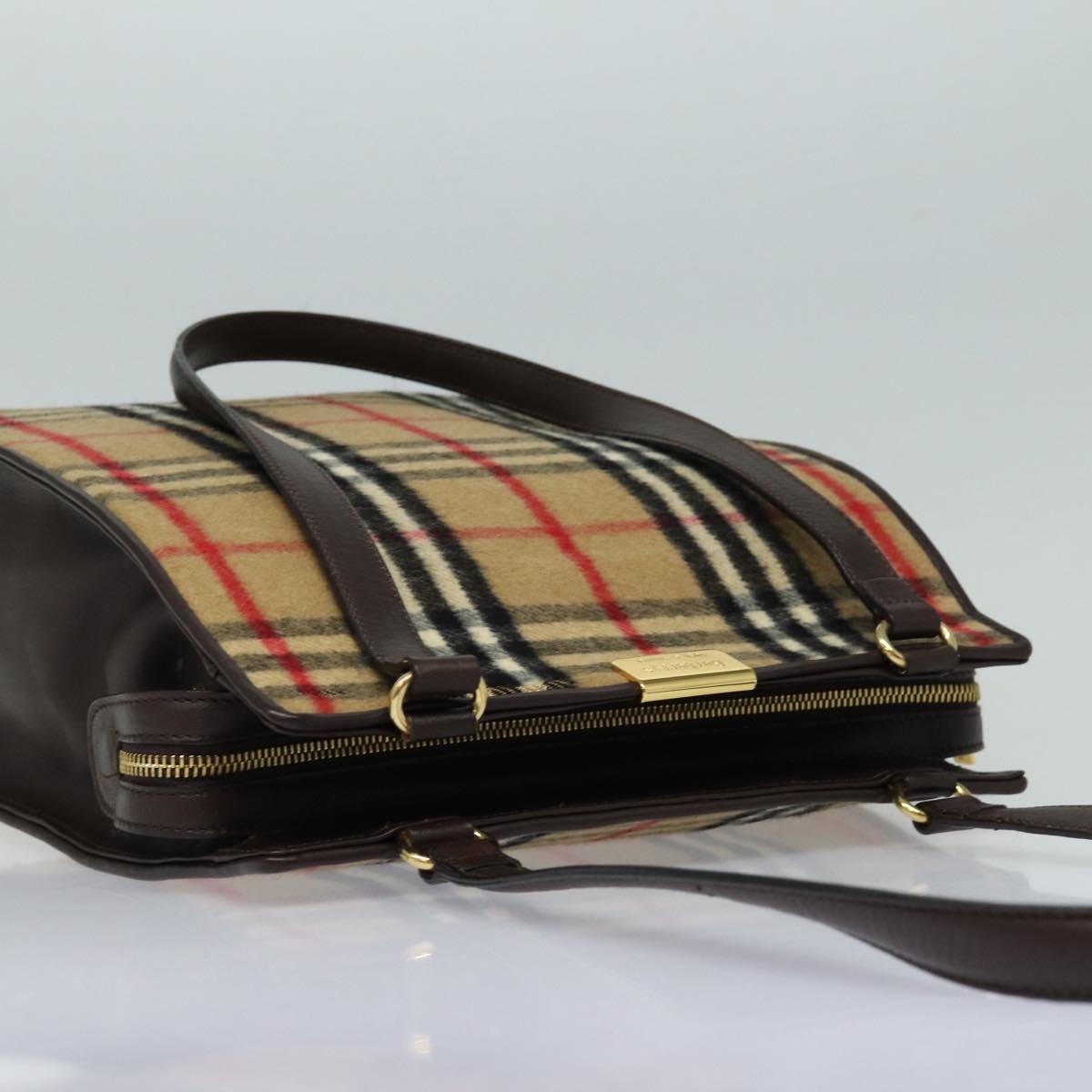 Burberry Nova Check Shoulder Bag Wool Beige Gold - 6