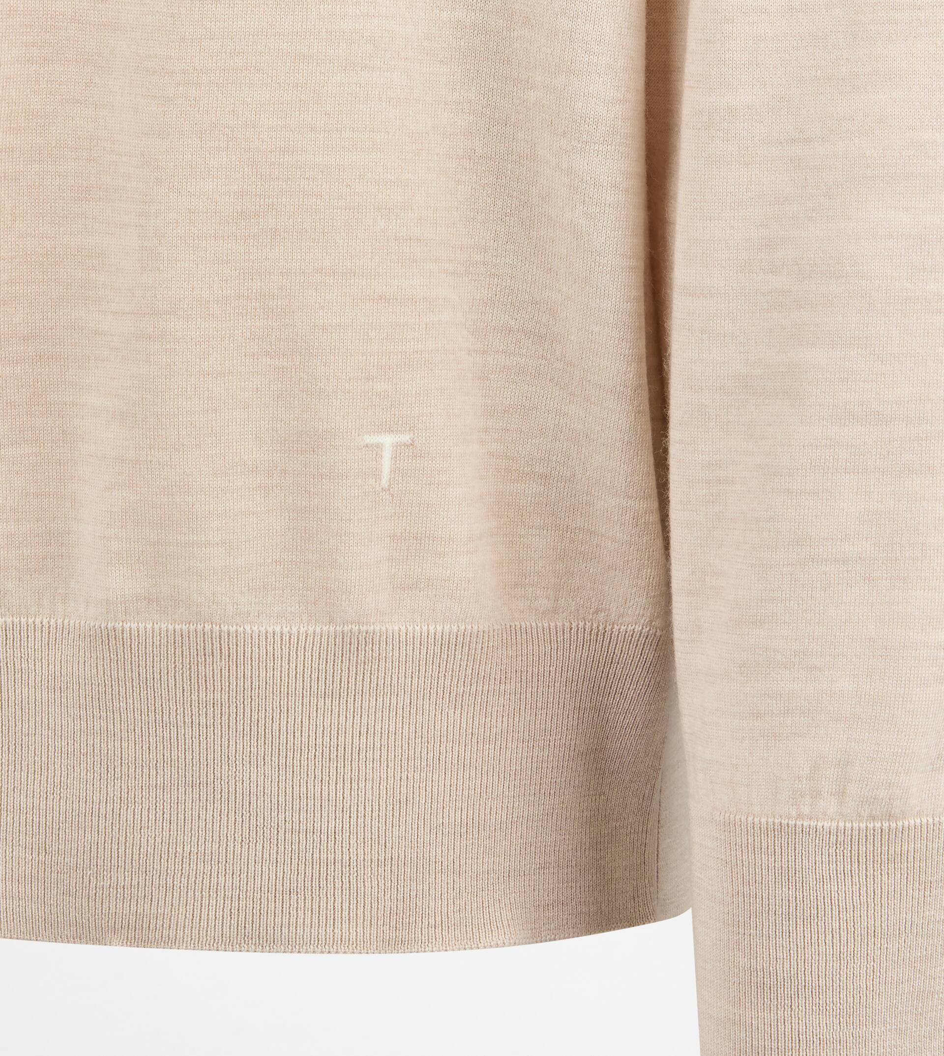 ROUND-NECK PULLOVER IN T15 WOOL - BEIGE - 3