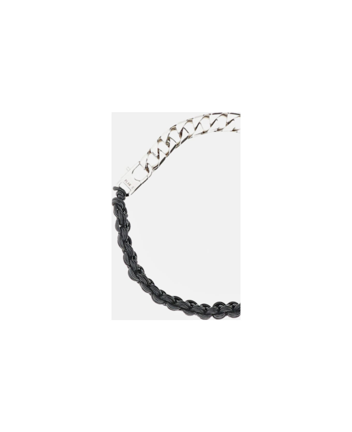 Chain Necklace With Crimson Black Cord - 2