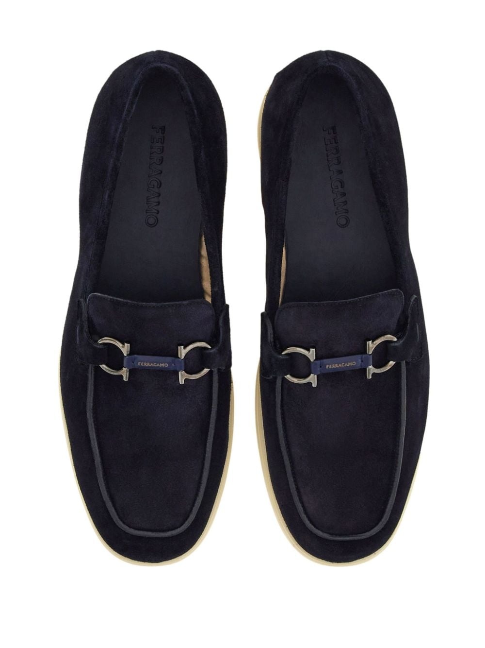 Gancini-plaque suede loafers - 4