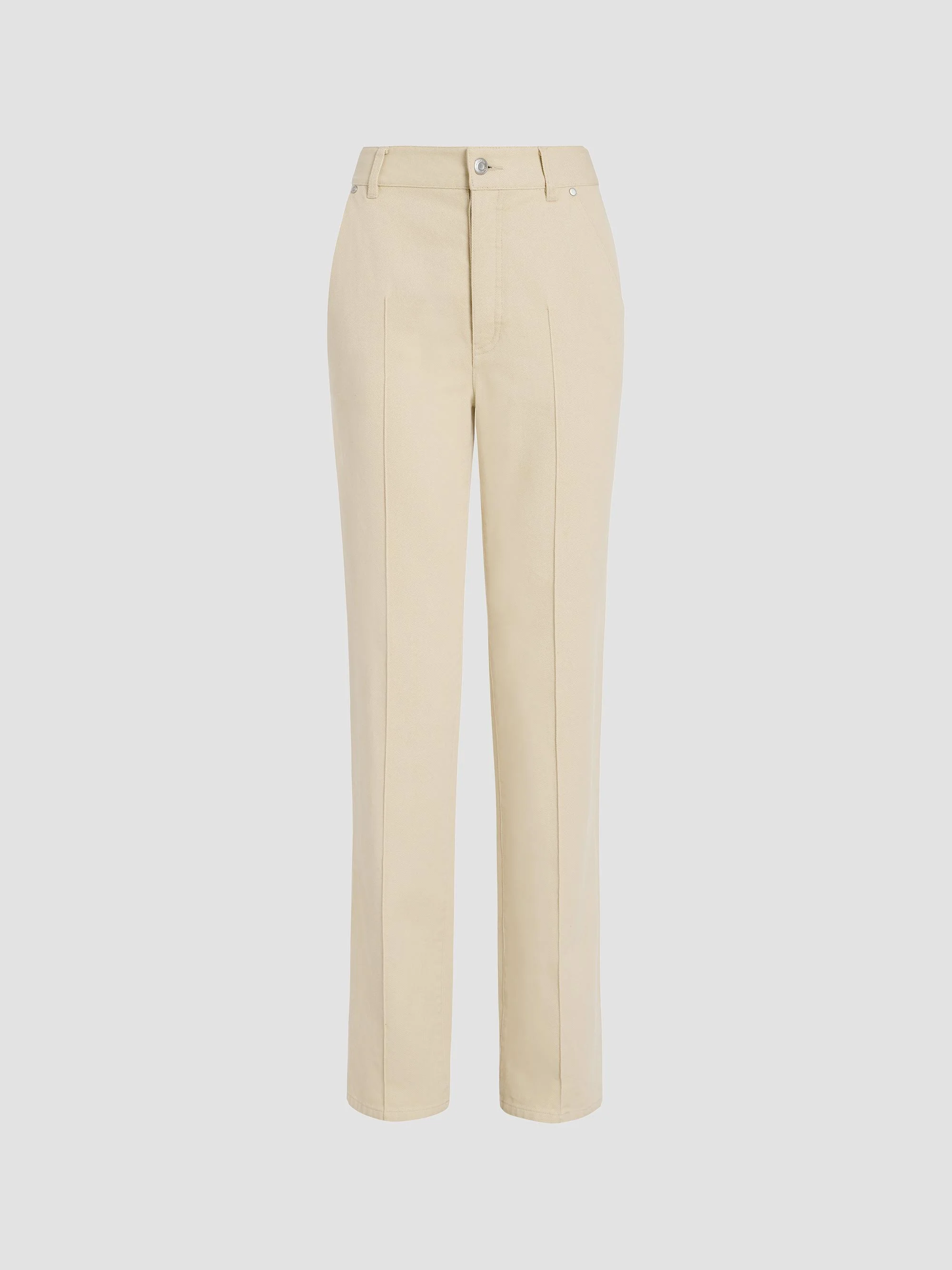 Women's Washed Cotton Twill Straight-Leg Jeans - Parchment - 1