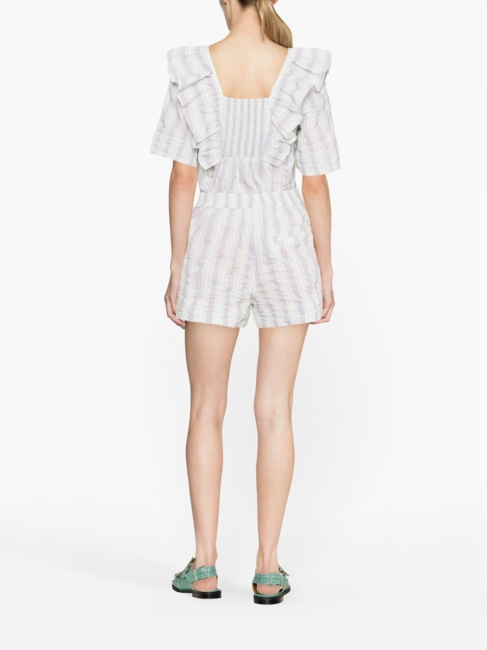 striped seersucker ruffle blouse - 3