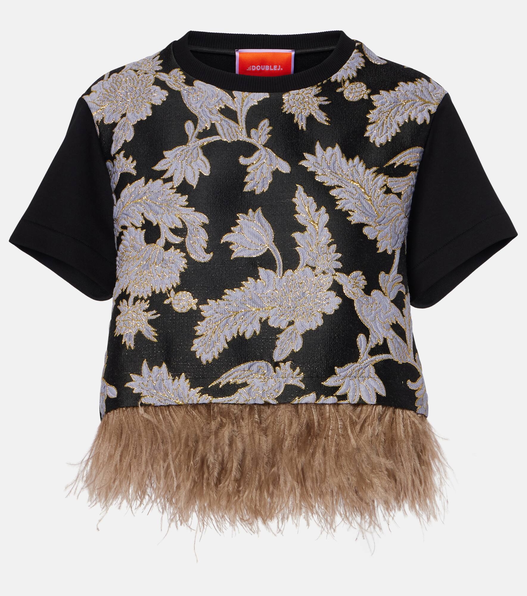 La Scala embroidered feather-trimmed top - 1