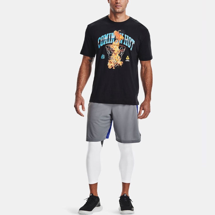 Men's Under Armour Curry Cotton Printing Round Neck Short Sleeve Black 1362006-001 - 3