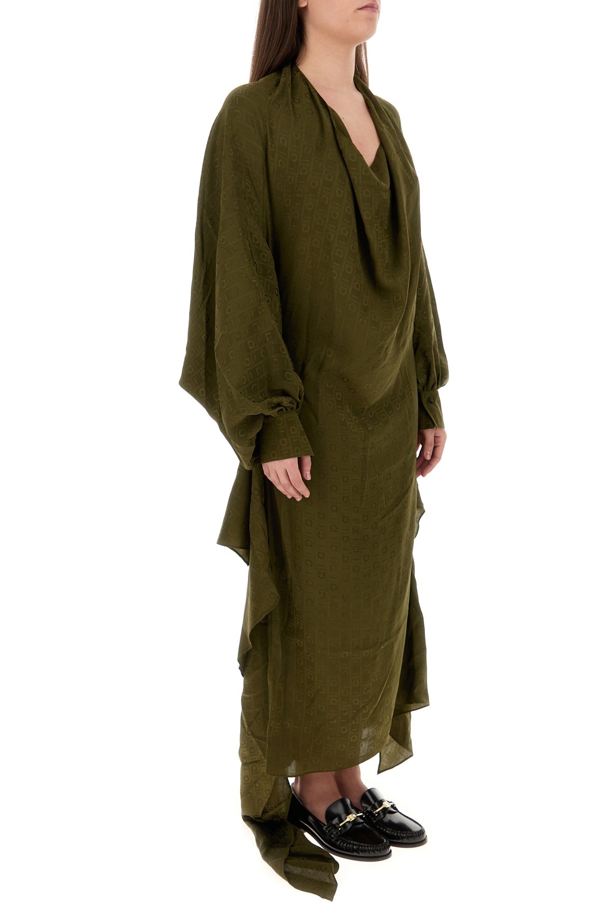 ワンピース SALVATORE FERRAGAMO OLIVE GREEN SILK DRESS FERRAGAMO Olive green silk dress | gebnegozionline | REVERSIBLE