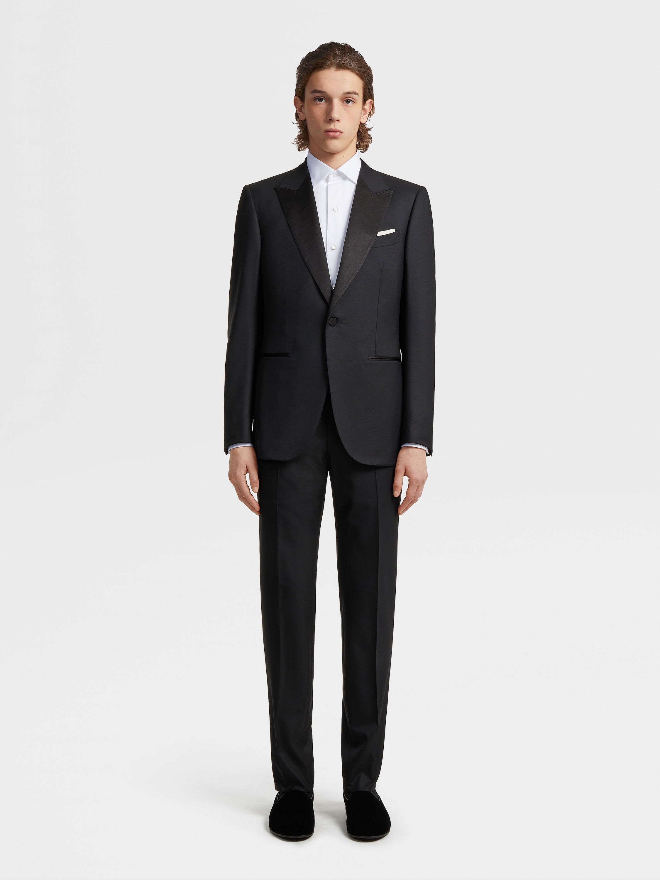OPTICAL WHITE COTTON TUXEDO SHIRT - 5