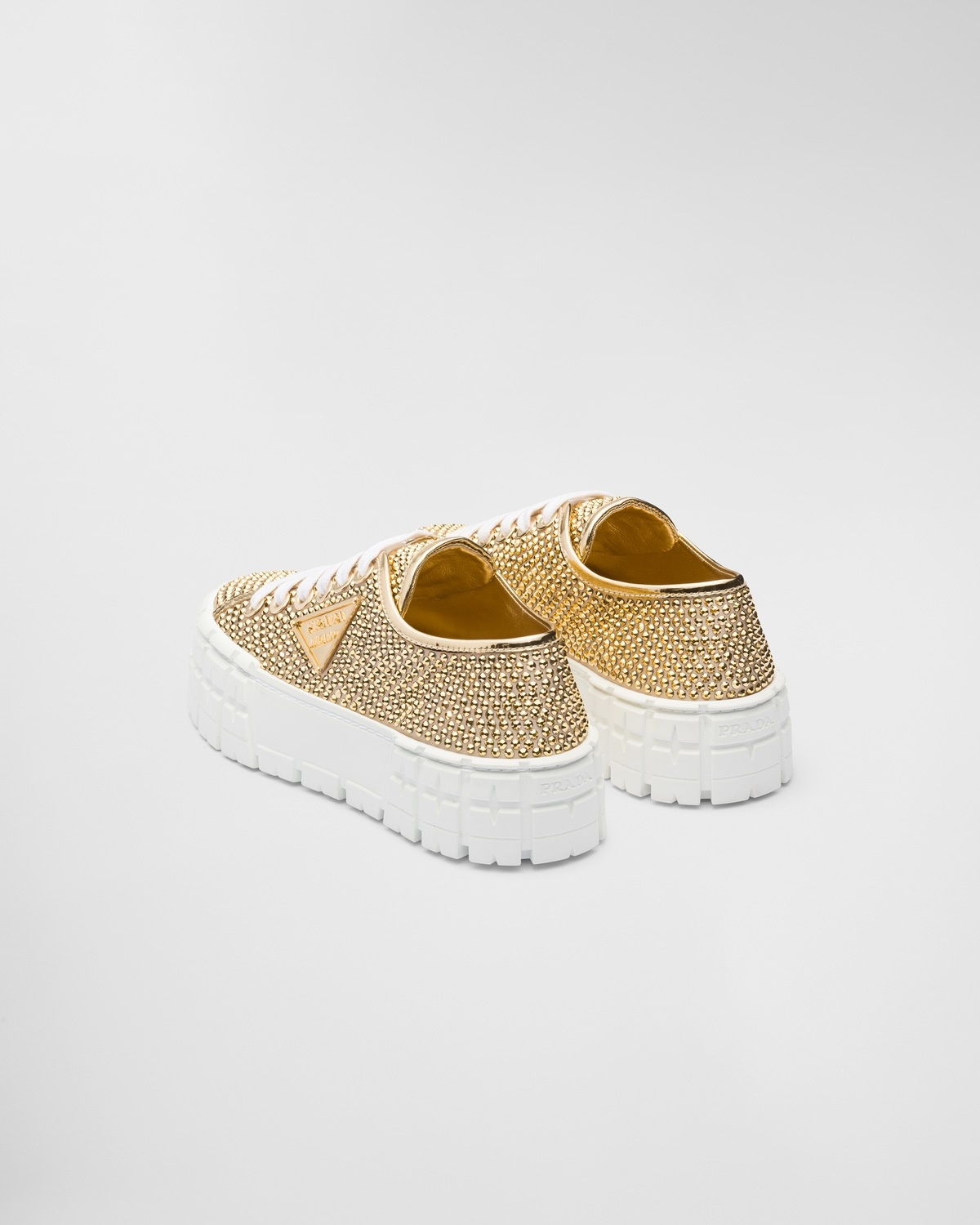 Satin and leather sneakers with crystals - 5