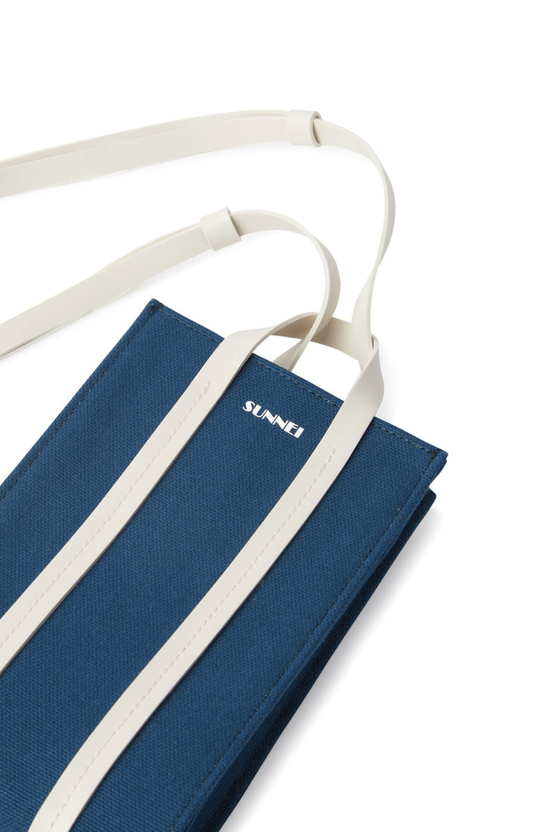 SUNNEI PARALLELEPIPEDO MICRO BAG / petrol blue & white outlook
