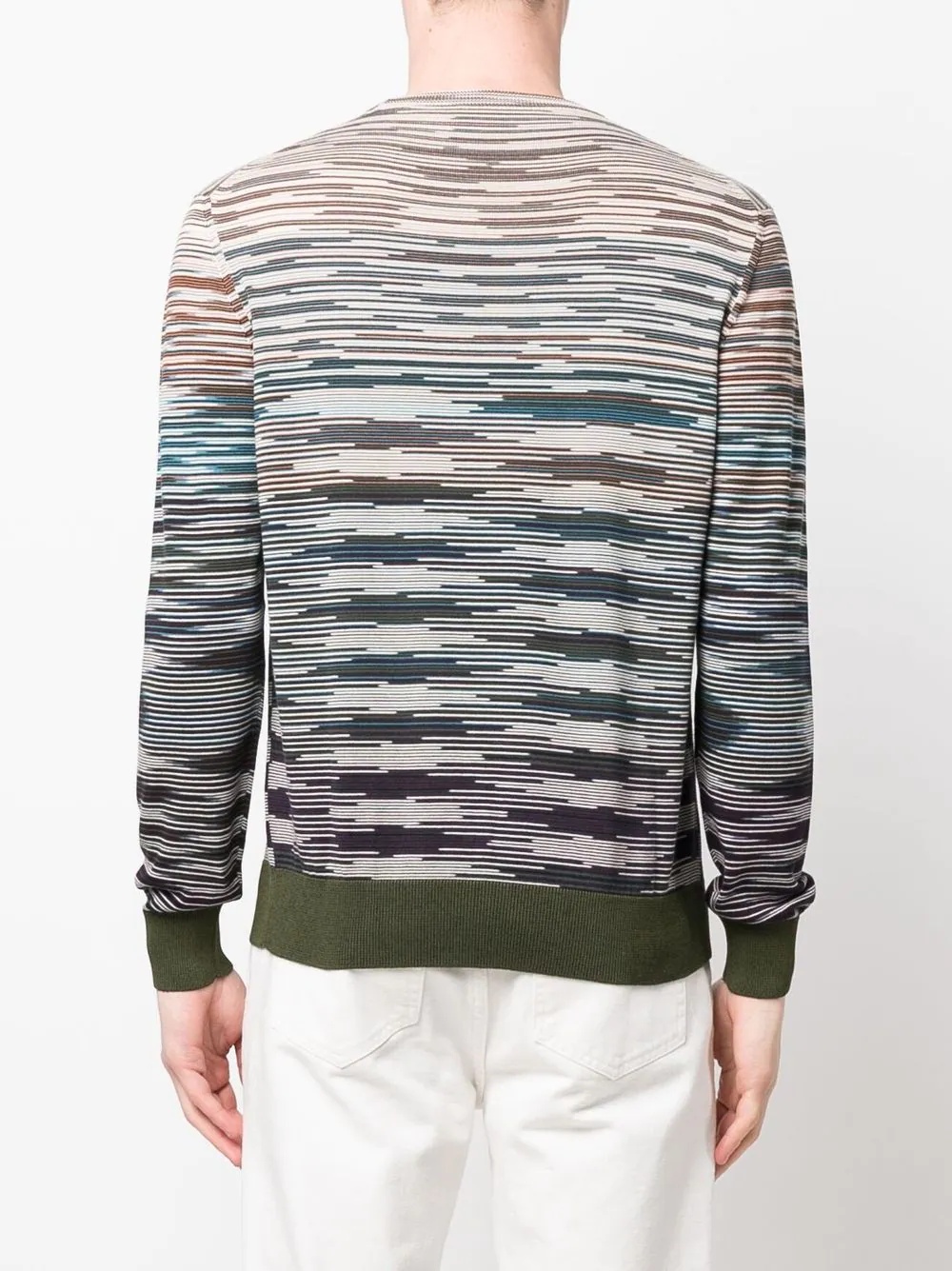 intarsia stripe-knit crew-neck jumper - 4