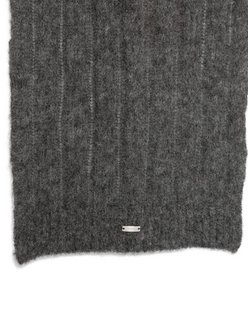 Herno logo-plaque ribbed-knit scarf outlook