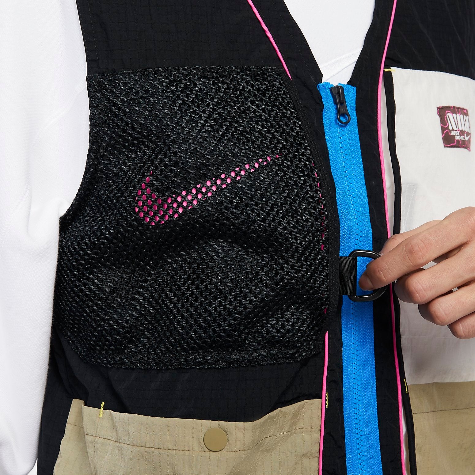Nike Sports Casual Breathable All-match Stitching Stacked Mesh Vest 'Black White Brown' FJ7683-010 - 4