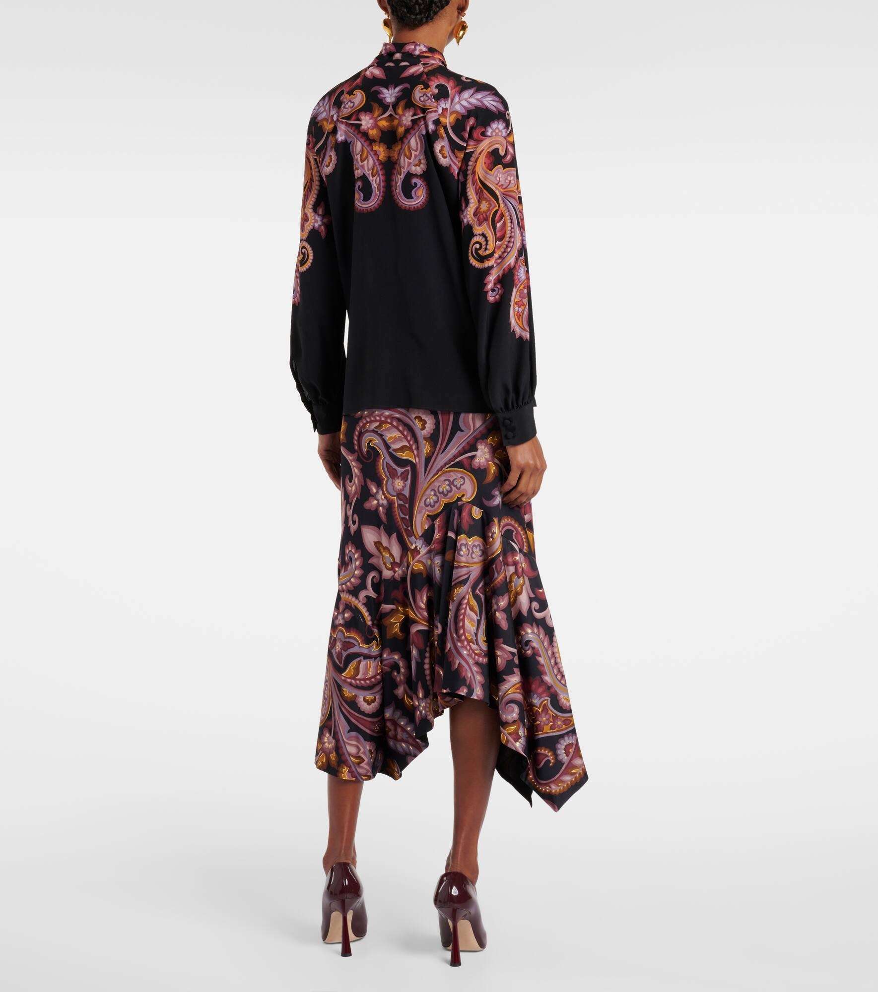 Paisley tie-neck silk blouse - 3