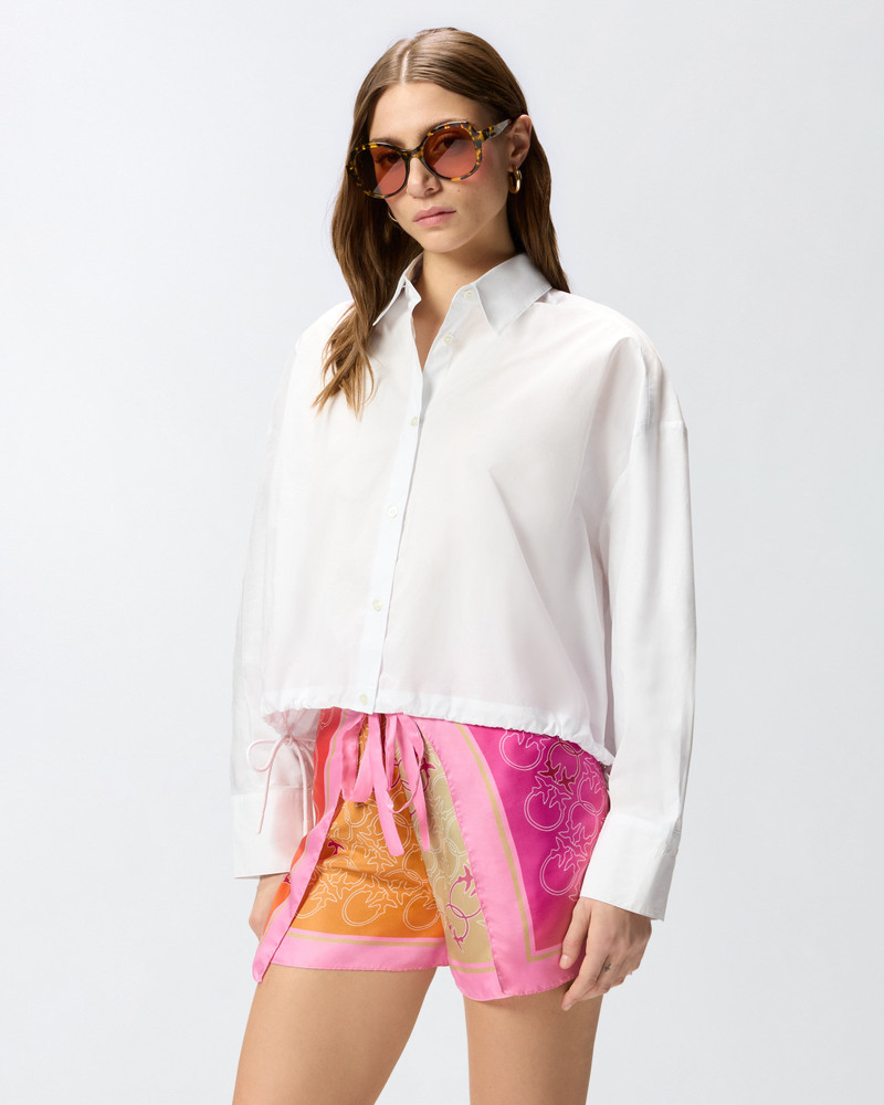 CROPPED SHIRT IN STRIPED COTTON WITH LOGO 3