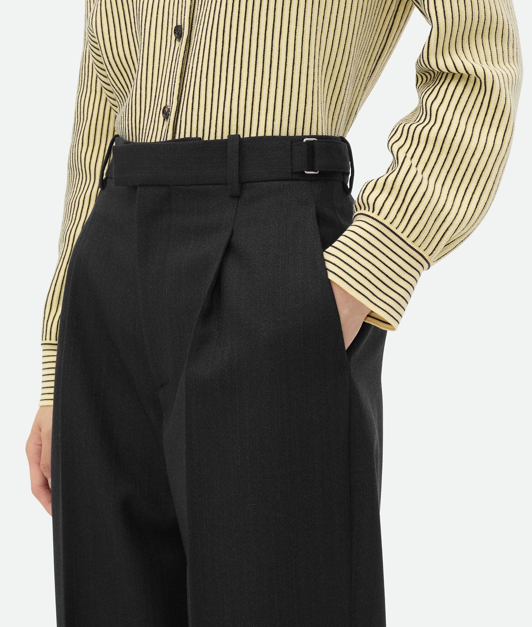 パンツ Bottega Veneta Striped Wool Trousers Bottega Veneta® Women's Striped Wool Trousers in Black/dark