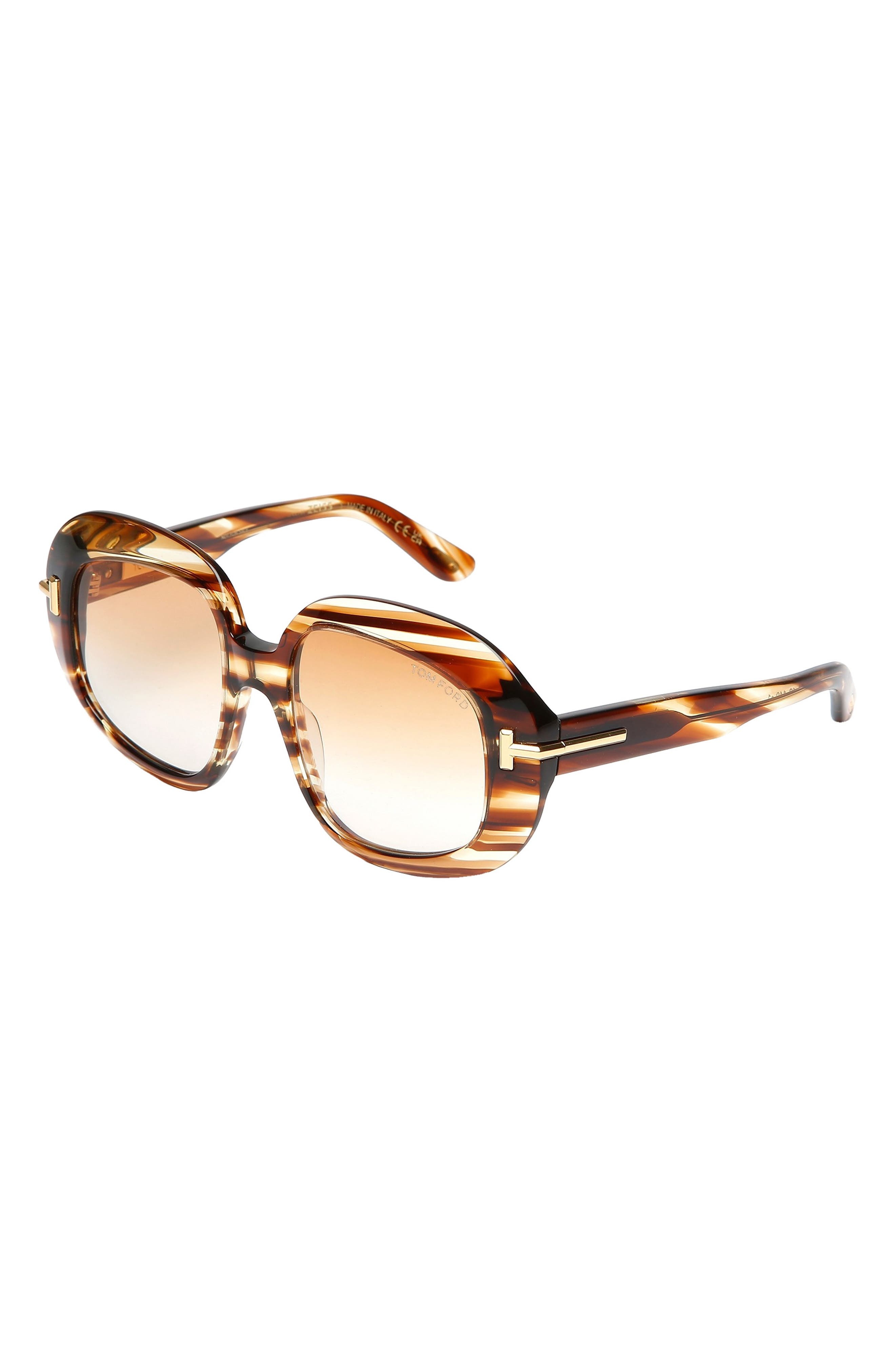 TOM FORD Icon 53mm Gradient Round Sunglasses in Brown Yellow /Grad Amber at Nordstrom - 2