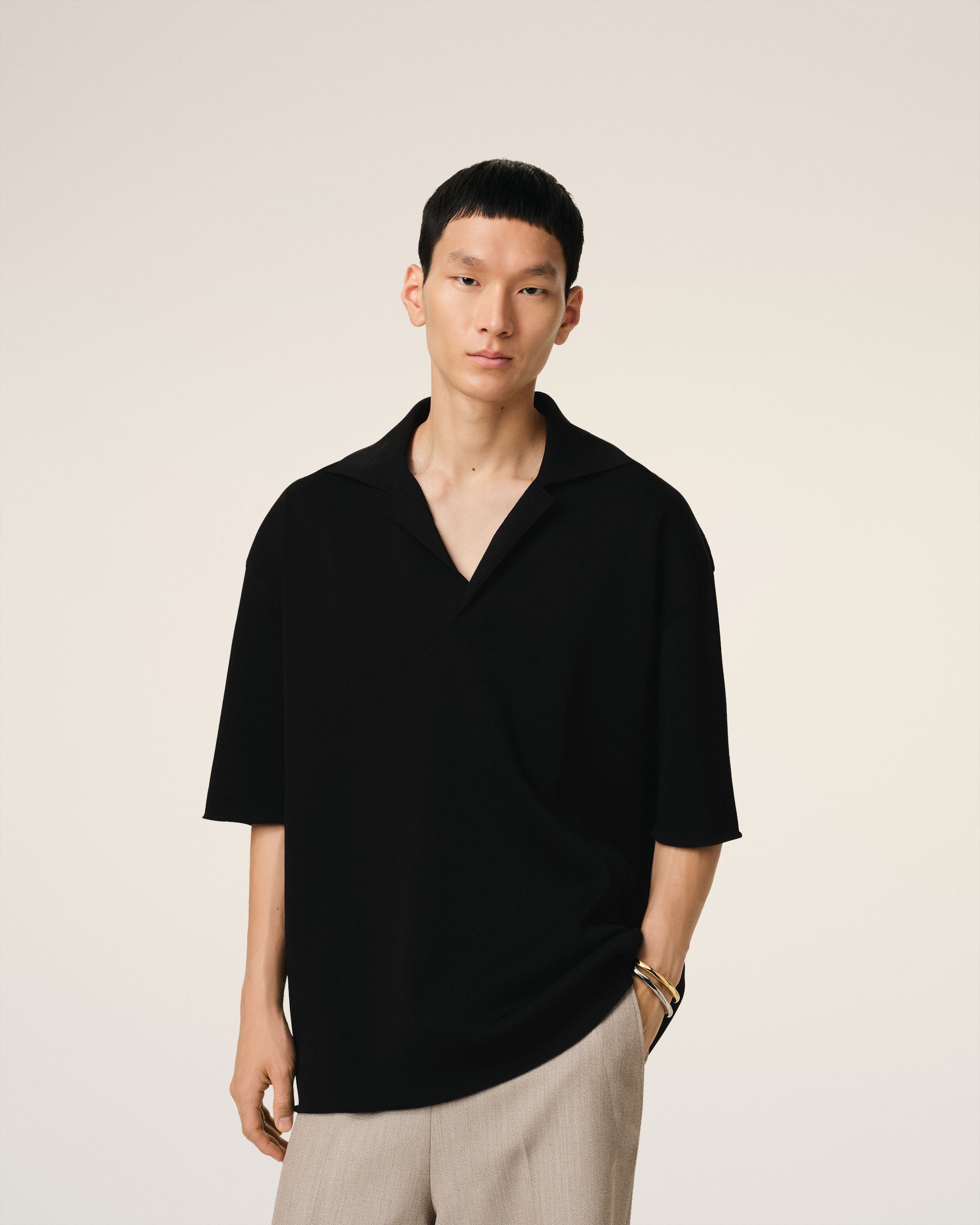 BLACK SHORT SLEEVE POLO - 3