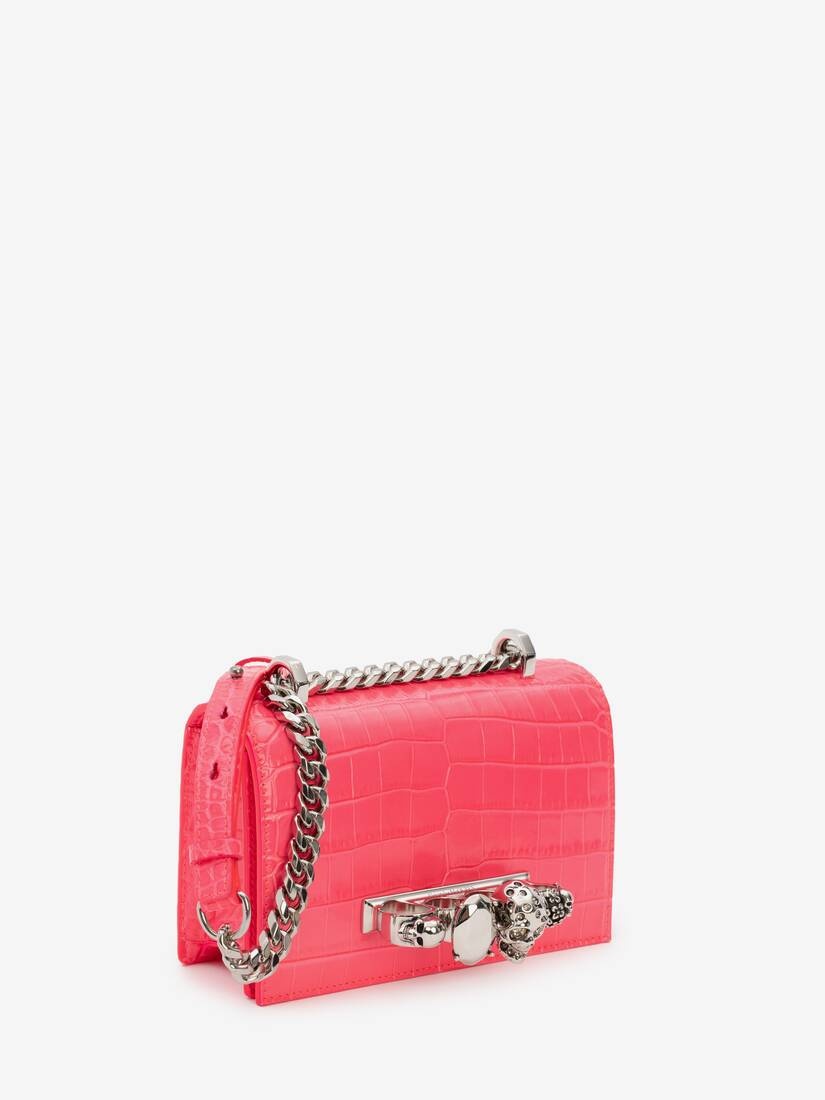 Mini Jewelled Satchel in Neon Pink - 2