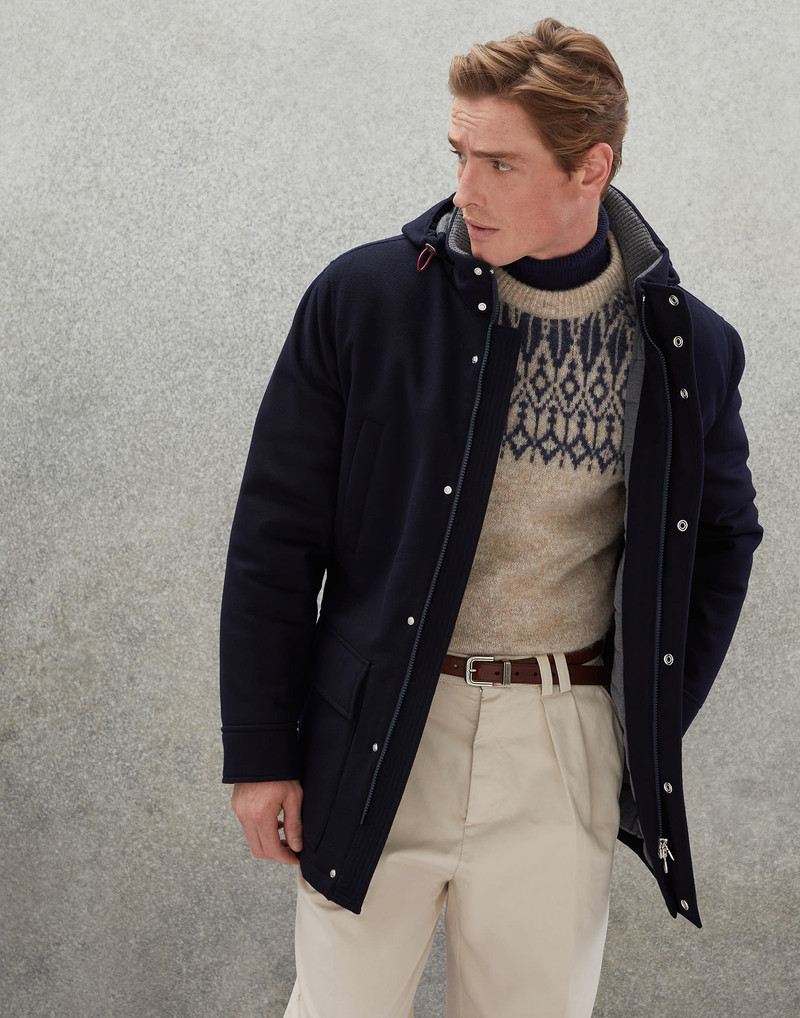 Bonded cashmere beaver cloth parka with Thermore® padding and detachable hood 4