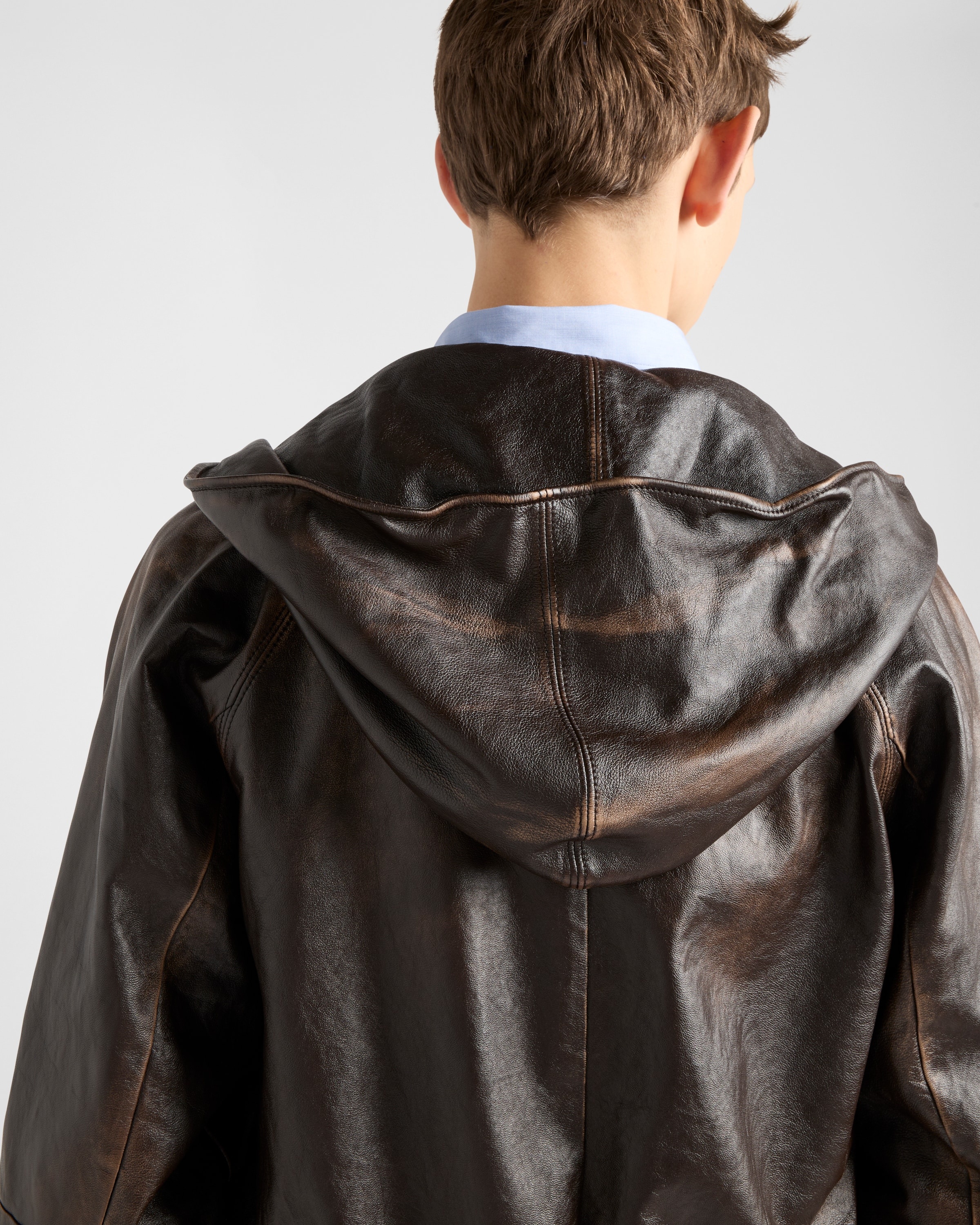 Nappa leather hoodie jacket - 4