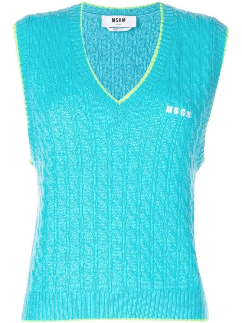 embroidered-logo knit vest - 2