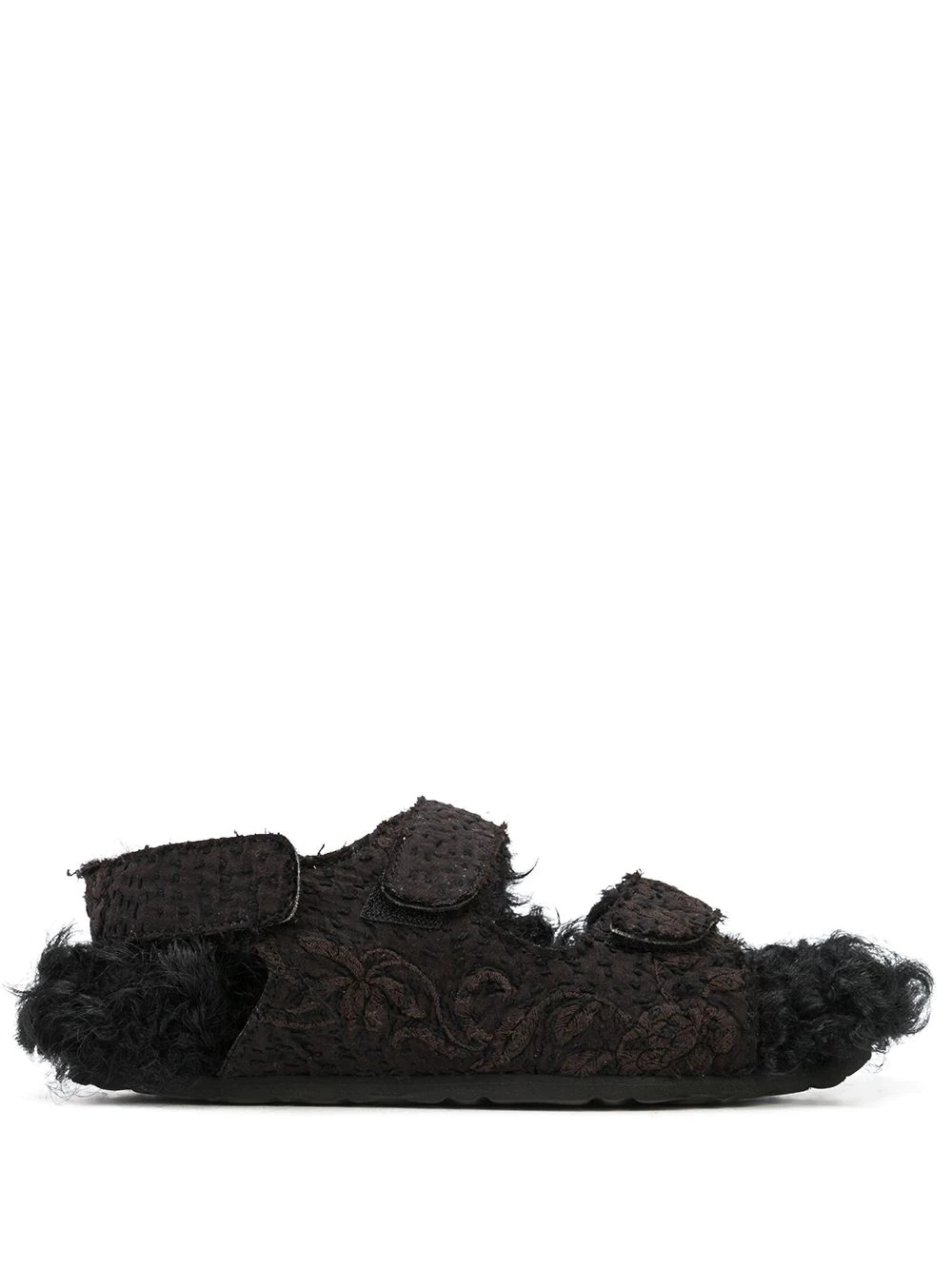 Felix embroidered silk shearling sandals - 1