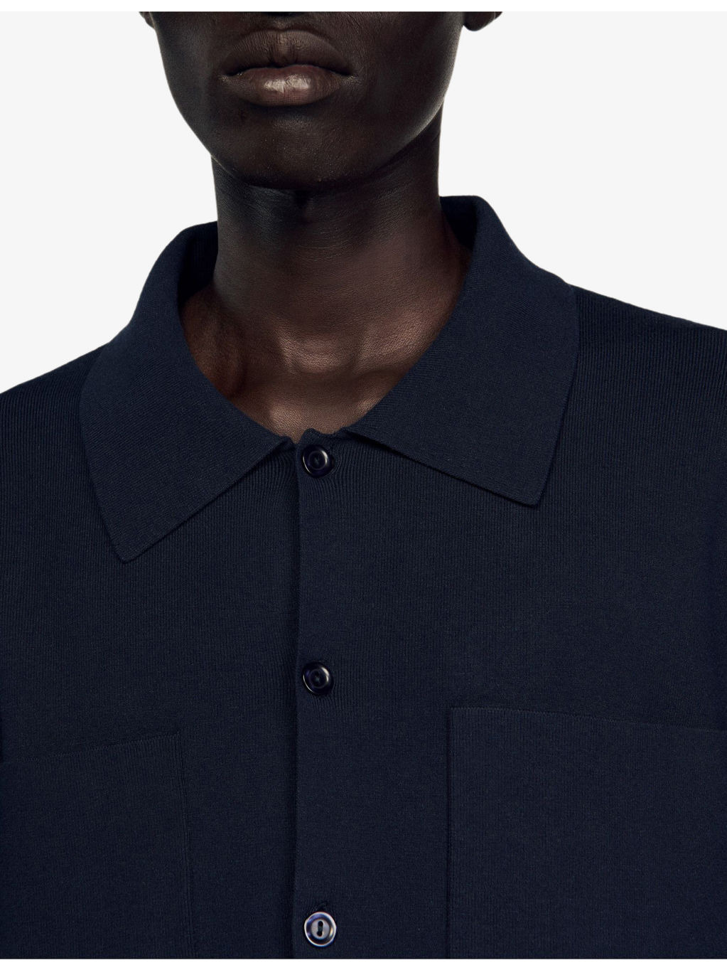 Long-Sleeved Chest-Pocket Stretch-Knit Jacket - 5