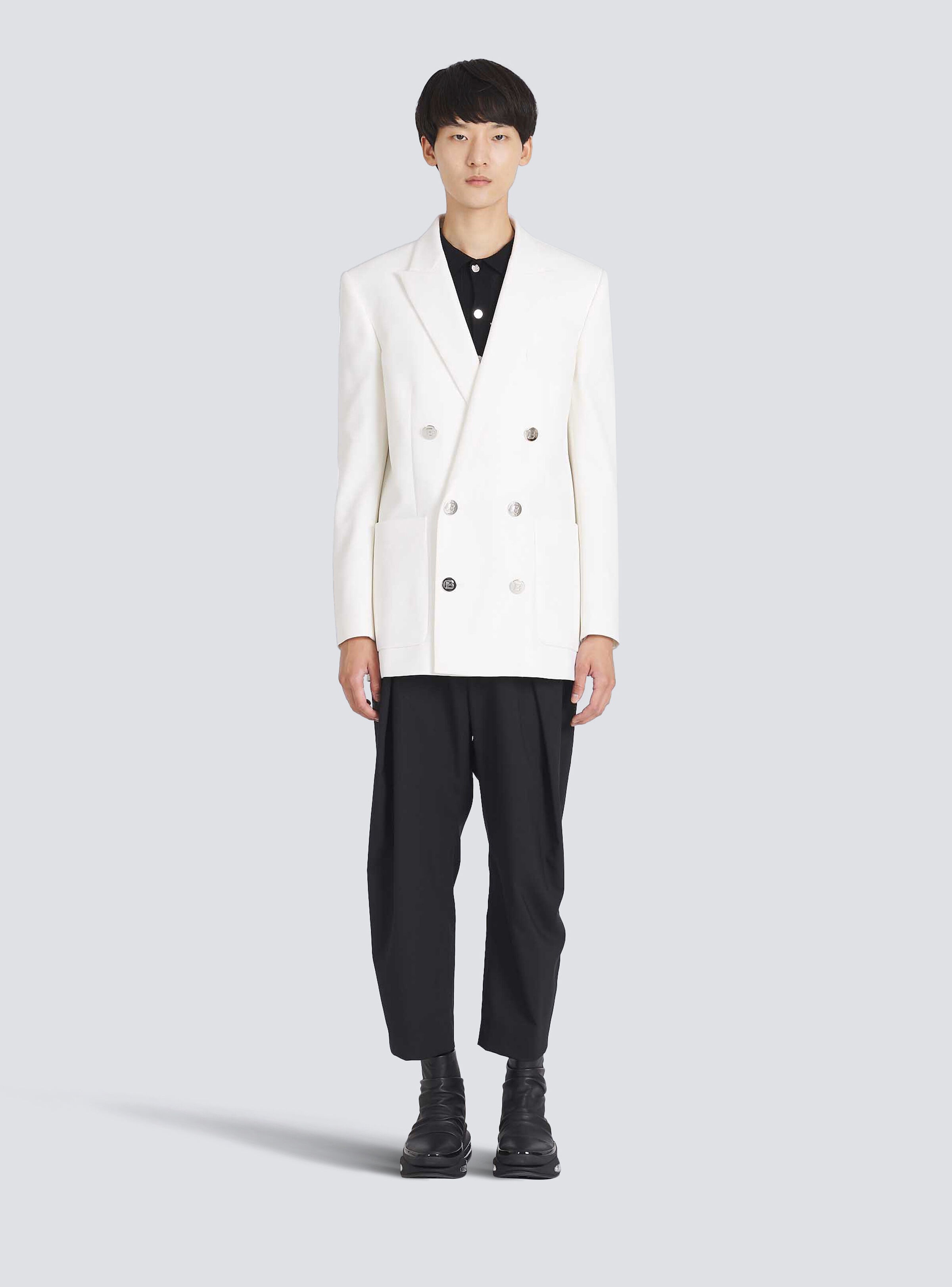 Twill blazer with double-breasted silver-tone buttoned fastening - 3