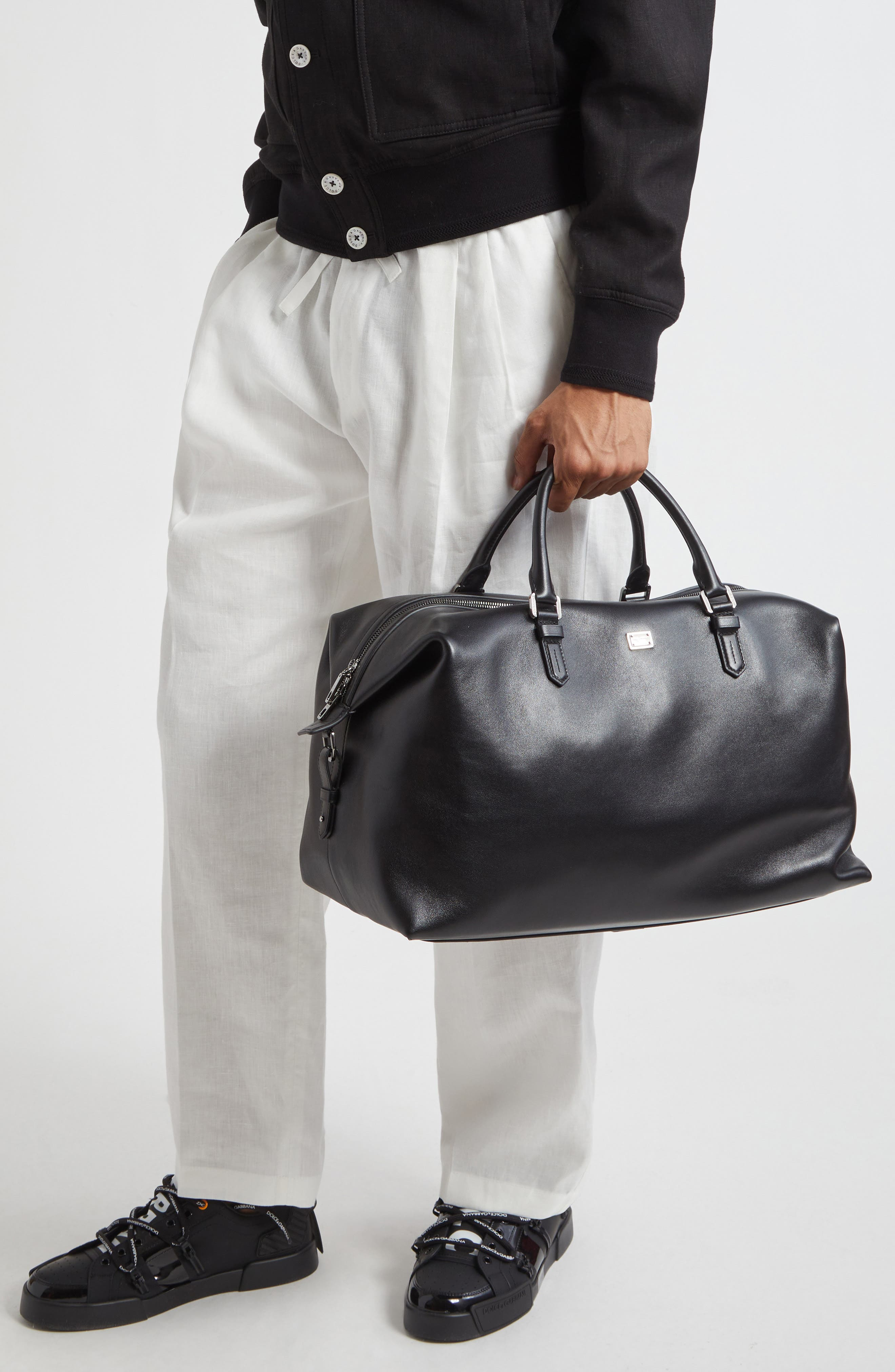 Dolce&Gabbana Roma Leather Duffle Bag in 80999 Nero at Nordstrom - 3